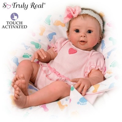 Ashton Drake Ella Interactive Baby Girl Doll Breathes When Touched
