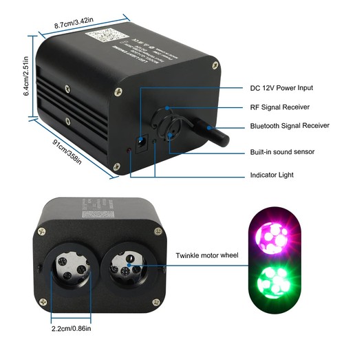 20W Dual-Head APP Twinkle RGBW Glasfaser Lichter, Sound Aktivierte Glasfaser... - Bild 3 von 9
