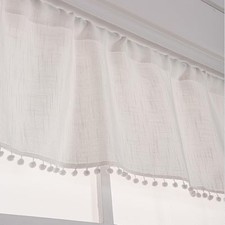White Boho Kitchen Curtains Valances for Windows Over Sink Farmhouse Short