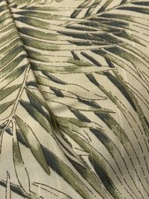 Palm Leaf Print Upholstery Fabric Tropical Design Beige Green 100 Cotton