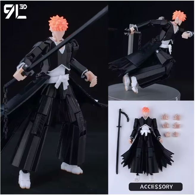 3D Printed Anime Bleach Ichigo Kurosaki Lucky Dummy 13 Movable