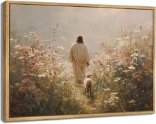 Jesus Leaves the 99 Sheep Canvas Wall Art The Lost Sheep Bible Stories Wall D...