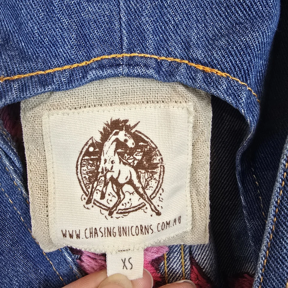 Mono Chasing Unicorns Mujer Talla XS Azul Denim Bordado Floral Mono  Foto 4 de 4