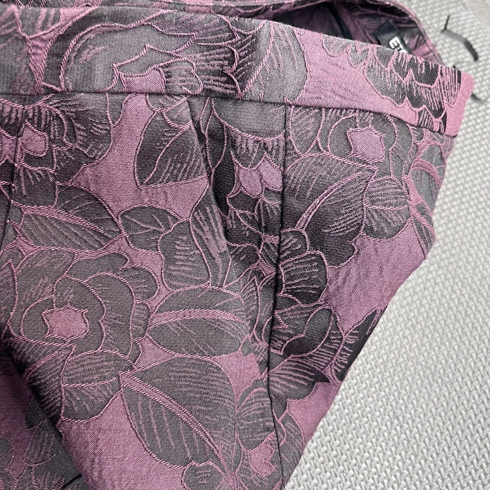 Etcetera Jacquard цветочный парчи брюки фиолетовый серый прямые штанины нарядный размер 6 - Изображение 3 из 4