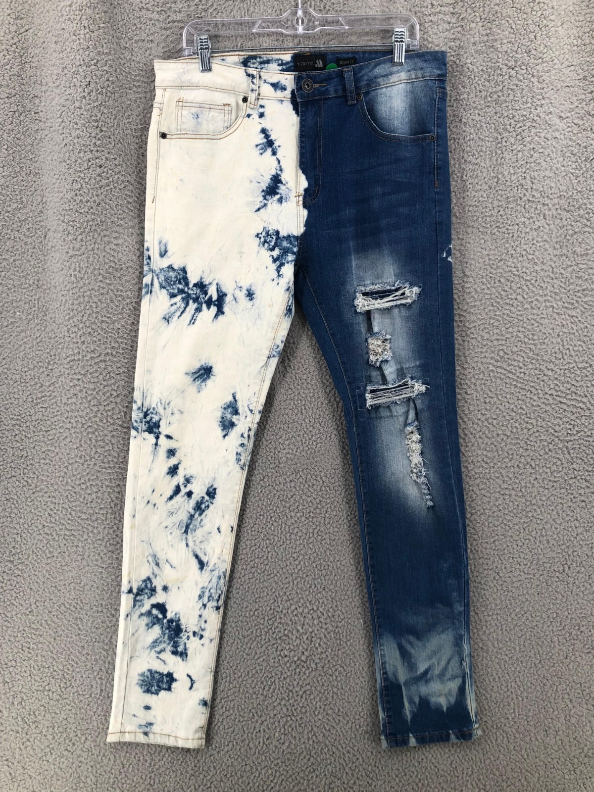 Waimea Skinny Jeans Distressed Men's 32X32 Stretch Bleached Blue Denim 10792-image