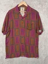 OAS Shirt Mens L Orange Cuba Eldo Button Up Rayon Camp Collar