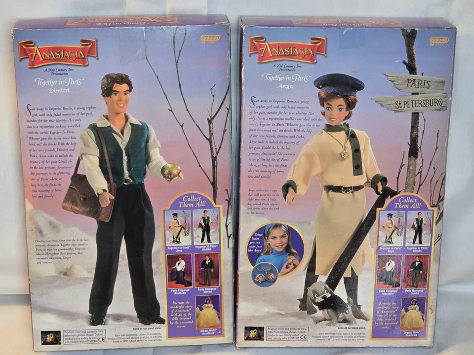 "Muñecas Anta y Dimitri 1997 Galoob Anastasia Together In Paris 12"" película animada" Foto 4 de 4