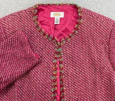 Talbots Jacket Womens 16 Silk Blend Long Sleeve Eye Hook Closure Made In USA