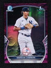 2023 Bowman Chrome Prospects Fuchsia Lunar Crater Refractor Marcos Cabrera v9t