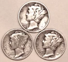 (3) Mercury Dimes - Fine - 1936 1937D 1937 - #4048ED FREE SHIPPING