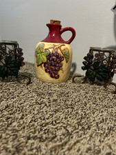K&K Interiors Old World Grapes Hand Painted Ceramic Oil/Vinegar Bottle 30 oz