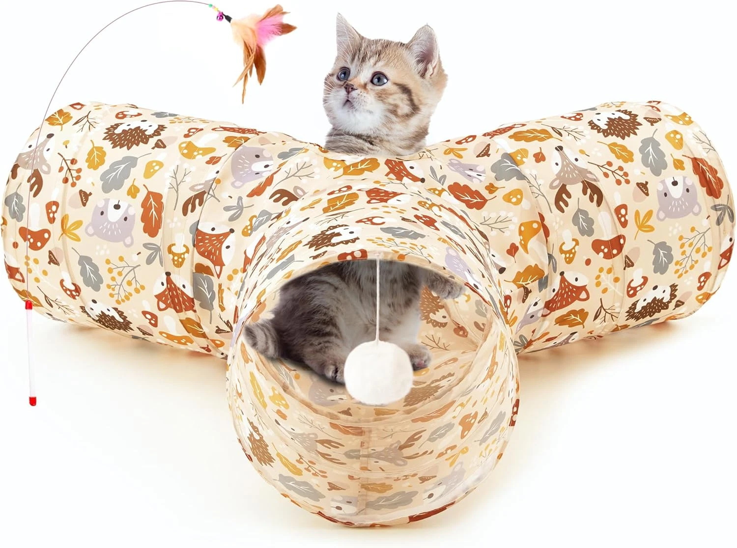 Pet Cat Tunnel Tube Cat Toys 3 Way Collapsible, Cat Tunnels for Indoor Cats，Kitt