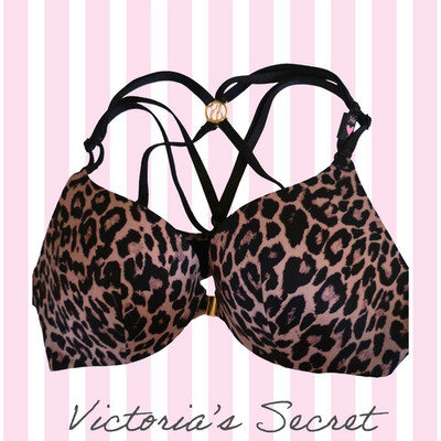 Victoria's Secret So Obsessed Leopard Push-Up Bra Strappy Back 34B