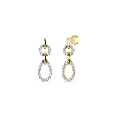 Natürlicher Diamant Ohrhänger/Hänger massiv 14K Gold Rundschliff Diamant I-J/I2-I3