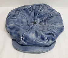 Ceramic Blue Denim Newsboy Hat/Cap Ashtray Vintage 70's 10 5/8" L x 9 3/4" W
