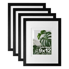 9x12 Picture Frames 4PCS Covered by Plexiglass, Wood Frames for Pictures 5x7/...