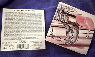 Two YSL Loveshine Candy Glow Lip Balm Sample Set   3 Shades + Brush
