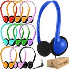 12 PCS Kids Headphones Bulk Classroom School Students Wired Multi Color Set