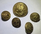 Lot of five Civil War Naval Cuff Buttons Brass D. Evans & co lot of four 1860s