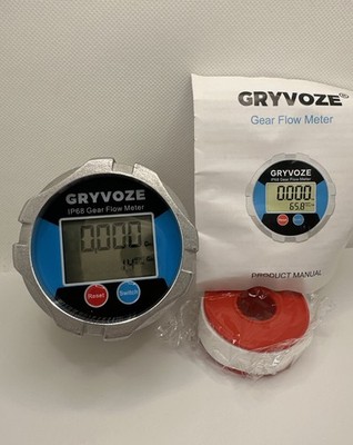 GRYVOZE 3/4 NPT Gear Flow Meter 0.08 7.93 GPM Digital Oil Low Flowmeter, ±0.5%