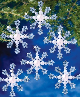 The Beadery Holiday Beaded Ornament Kit-Azure Snowflake 2.75'', Makes 6
