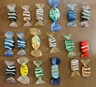 Vintage Murano Hand Blown Glass Wrapped Art Glass Candy Pieces Lot of 18 Pieces