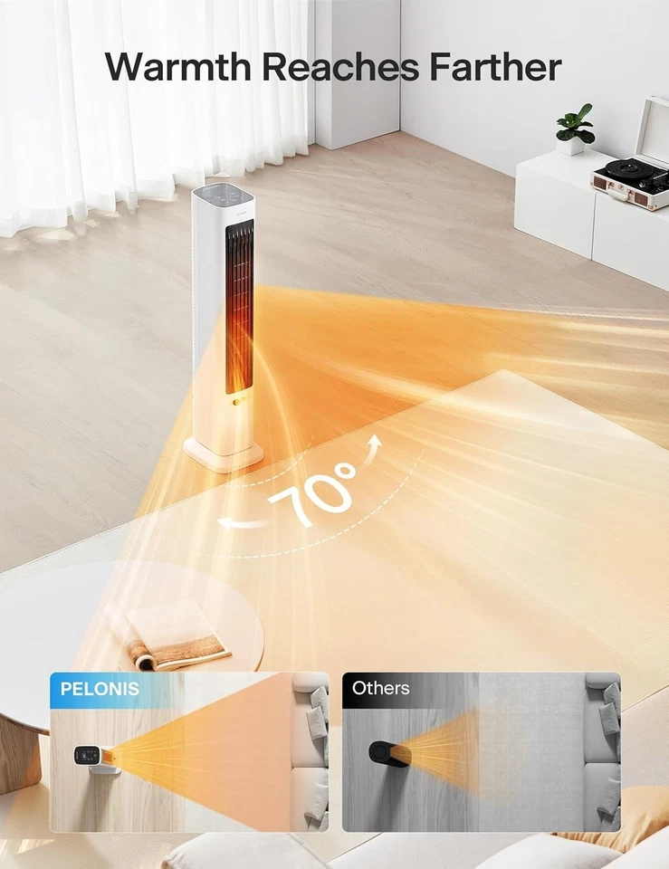 PELONIS Oscillating Tower Fan and Space Heater Combo with Remote Control Timer - Image 3 of 4