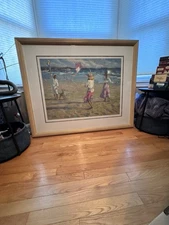 Don Hatfield “On The Beach” Signed Custom Painted Mat Framed