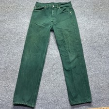 Levi's 501 Jeans Mens W30 L30 Vintage 90s Made In USA Green Denim Button Fly