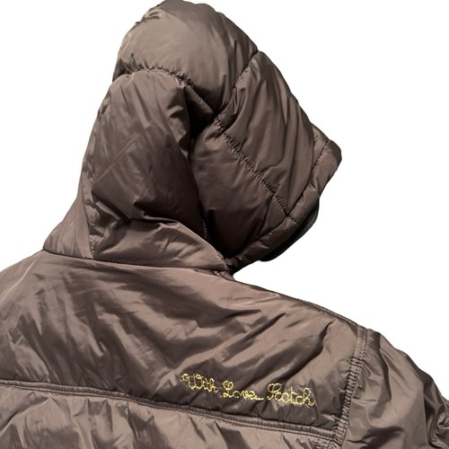 Scotch & Soda Puffer Jacket Brown Womens Large Quilted Liner Hooded - Picture 6 of 9
