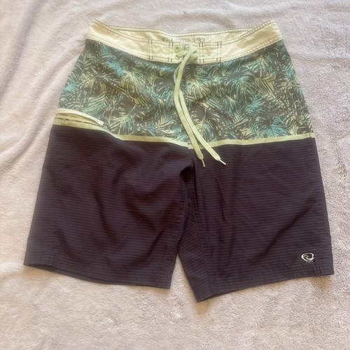 Wave Zone Palm Tree Tropical Print To All Black Men’s Board Swim Shorts Size 32