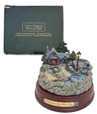Vintage 2005 Thomas Kinkades Waterfall Cottage By The Sea 3D Sculpture Waterfall