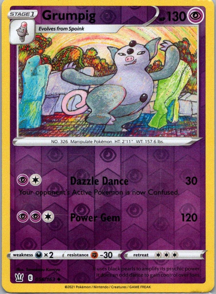 Pokemon TCG Grumpig 56/163 Battle Styles Rev Holo LP