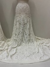 white Sequin 4 Way Stretch Mesh Lace Fabric 52" Width Sell by Yard