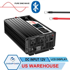 Solar Pure Sine Wave Power Inverter 12v 110v 1500W Remote Switch Bluetooth