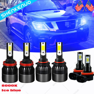 For Nissan Pathfinder 2013-2016 C9 8000K LED Headlight Hi Low Beam Fog Lamps Kit