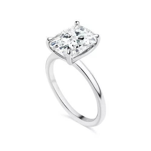 4.Ct Certified Cushion Cut VVS1 White Natural Diamond 925 Silver Engagement Ring - Bild 3 von 6
