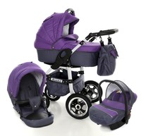 3 In 1 Newborn Pram Purple Stroller Travel System Swivel Wheels - 12 Colours 3 In 1 Newborn Pram Purple Stroller Travel System Swivel Wheels - 12 Colours