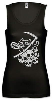 Cat Reaper I Damen Tank Top Cats Fun Death Skull Skulls Love Lover Addiction