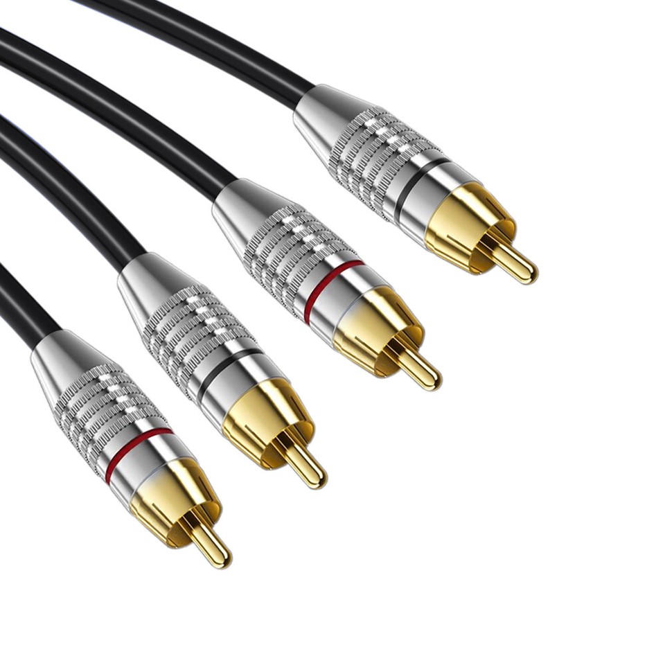 Dual RCA Male Plug to Dual RCA L/R Male Stereo Audio Cable Gold Plated ...
