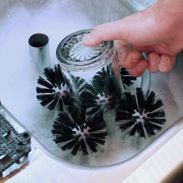Bar Glass Cleaner for Sink Glass Cup Washer With Suction Base 3 Head Bristle