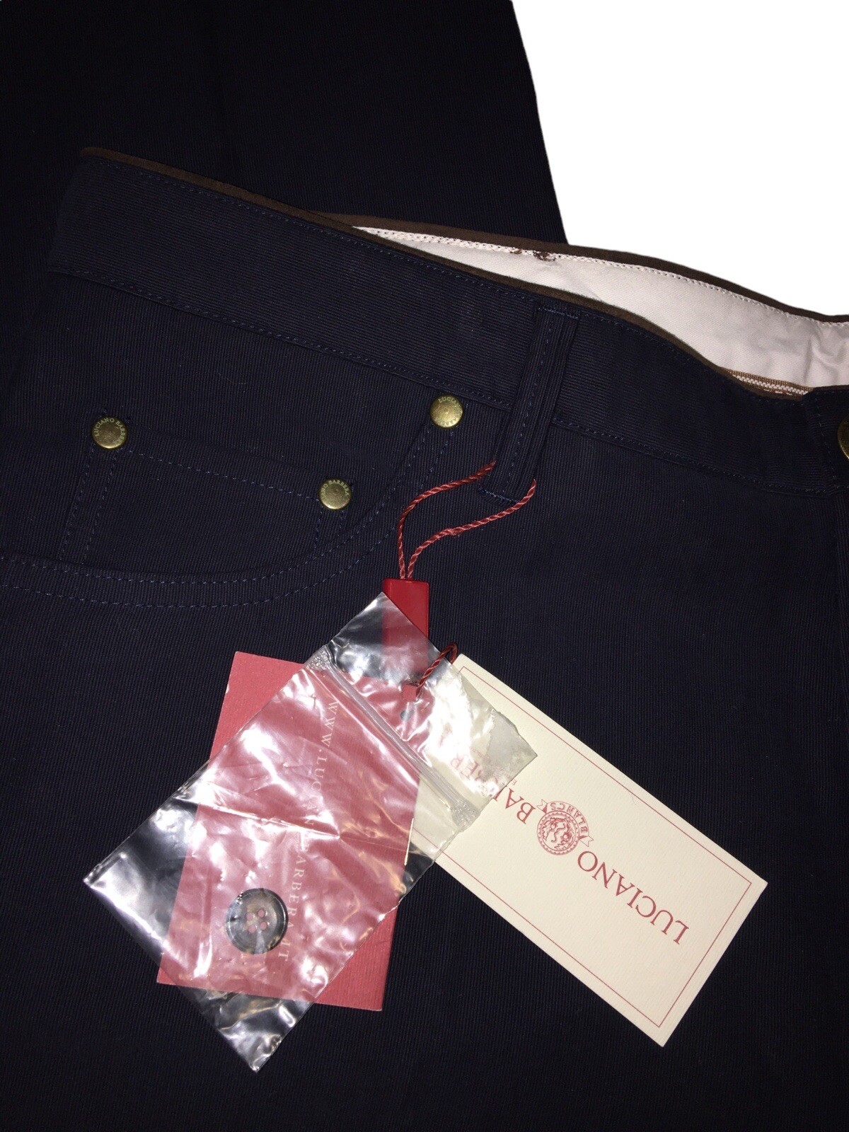 NWT Luciano Barbera Cotton Casual Blue Dress Pants Size IT 56 / US