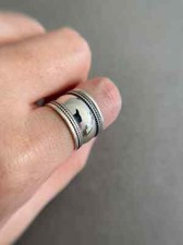 Thick Band Ring 925 Sterling Silver Band Statement Handmade Ring All size-m-66