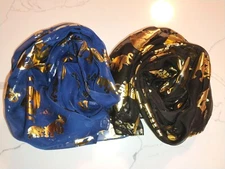 New Sheer 63"x20" Scarf w/ Gold Metallic Elephant Black or Blue Trump Republican