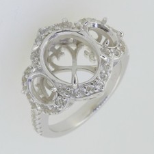Sterling Silver Semi Mount Ring Setting Oval OV 12X10mm OV 7x5mm 3 stones