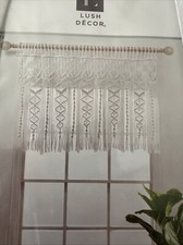 30 x 40 Lush Decor Neutral Macrame Valance Wall Hanging Boho Window Curtain