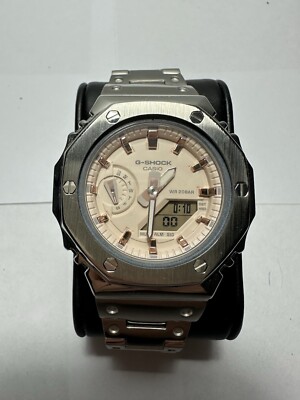 Casio G-shock Beige Face, Stainless Steel Band