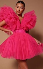 Delaney Tulle Ruffle Mini Dress - Pink