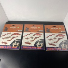Halloween Costume Tattoos NiteFall Lot of 3 6 Sheets Scars And Stitches NEW