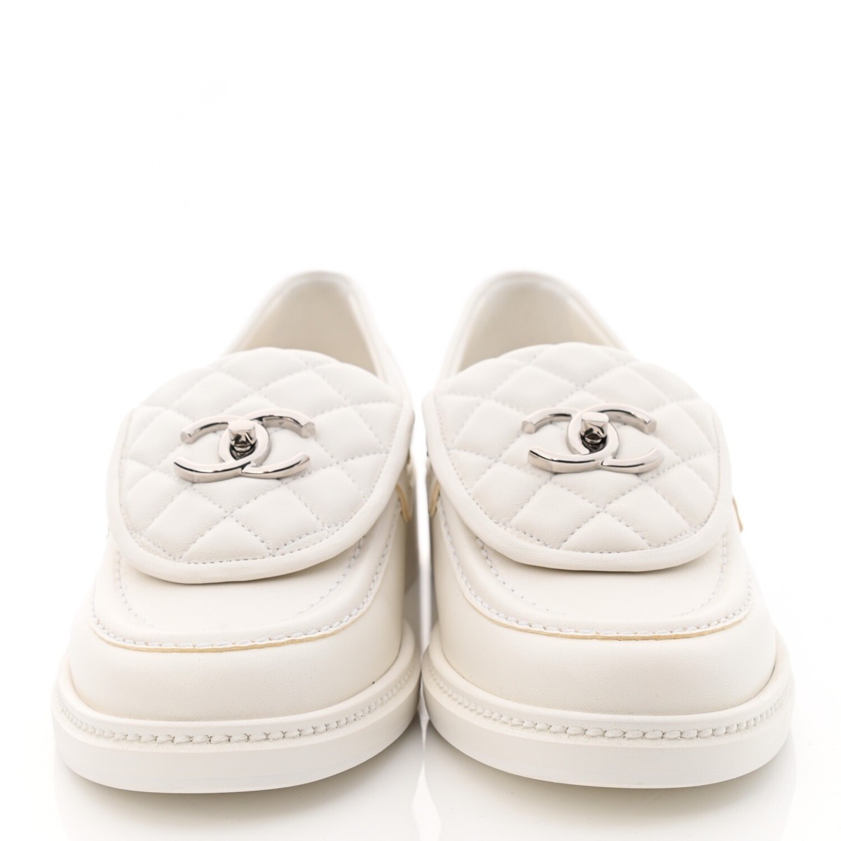Chanel Lambskin Quilted CC Turnlock Loafers Shoes Flats Moccasins